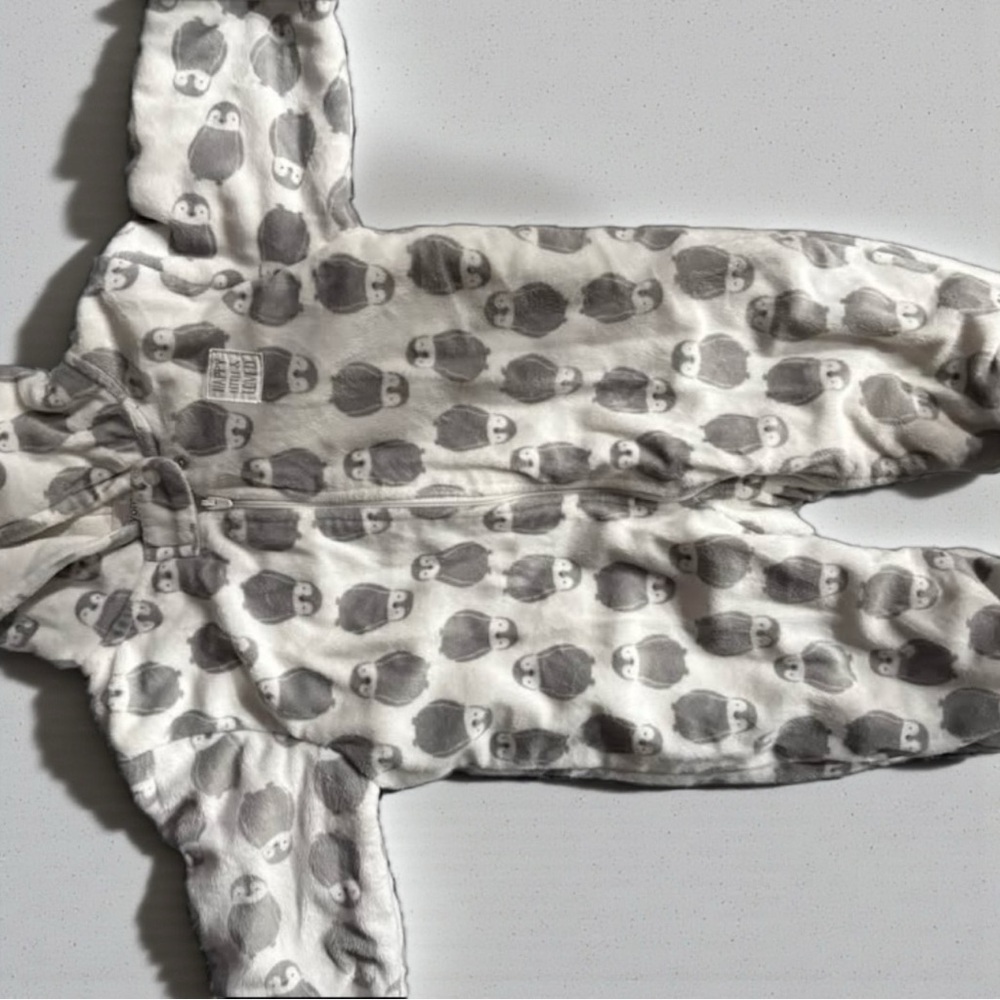 Gray Penguin Print Baby Onesie